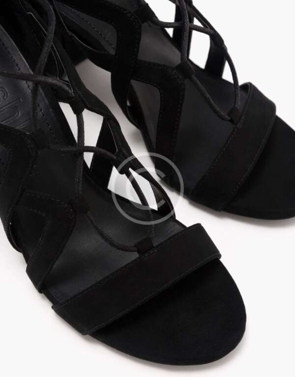 Block High Heel Sandals With Straps and Laces - Image 3