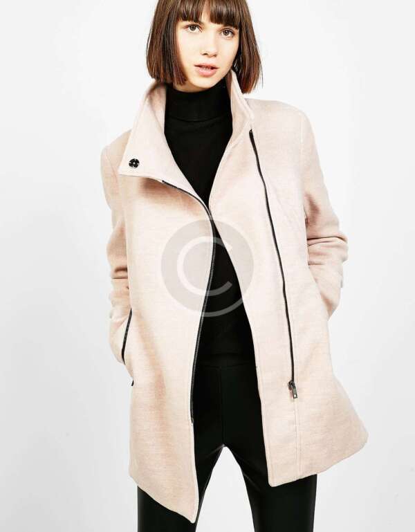 Pleated Coat With Flared Sleeves