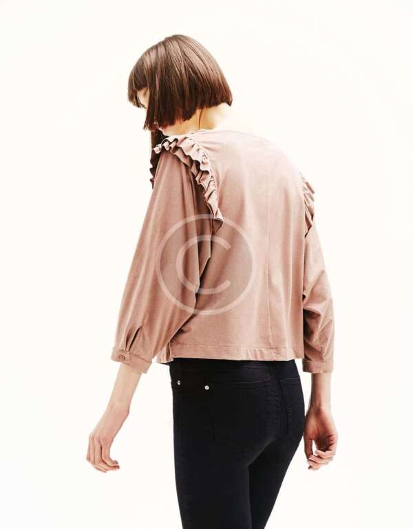 Pleated Blouse With Flared Sleeve - Image 3