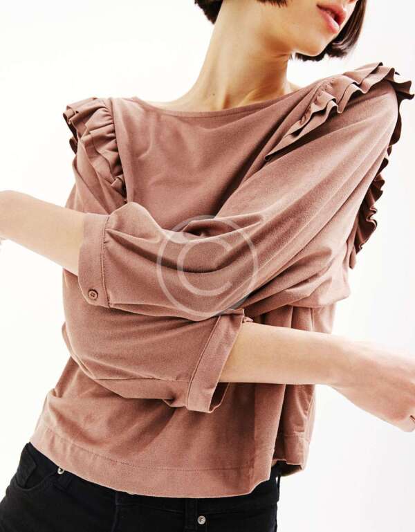 Pleated Blouse With Flared Sleeve - Image 4