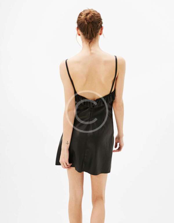 Off-The-Shoulder Leather Dress - Image 3